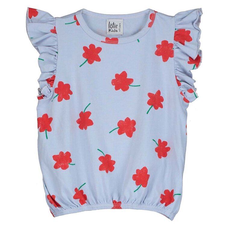 Lotiekids Ruffle Sleeve Top Poppies - Lavender