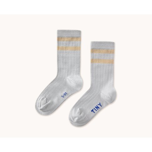 Tinycottons Stripes Medium Socks - Metallic Light Grey
