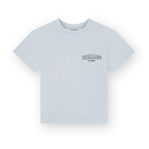 HOMAGE - Kids denim Tee with Chest Print Light Blue