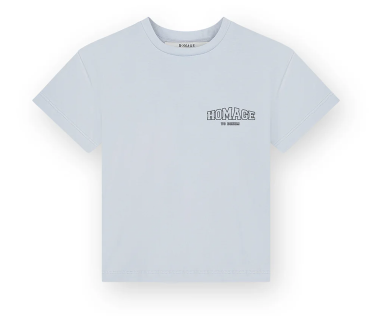 HOMAGE - Kids denim Tee with Chest Print Light Blue