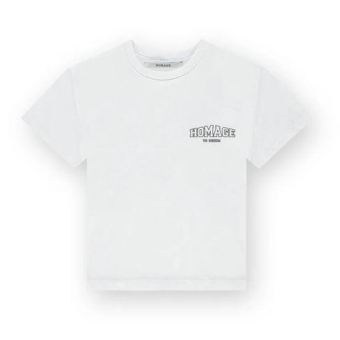 HOMAGE - Kids denim Tee with Chest Print - White