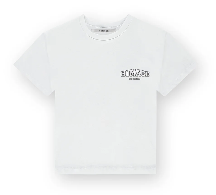 HOMAGE - Kids denim Tee with Chest Print - White