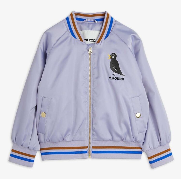 Mini Rodini Birds sp Lightweight Baseball Jacket - Purple