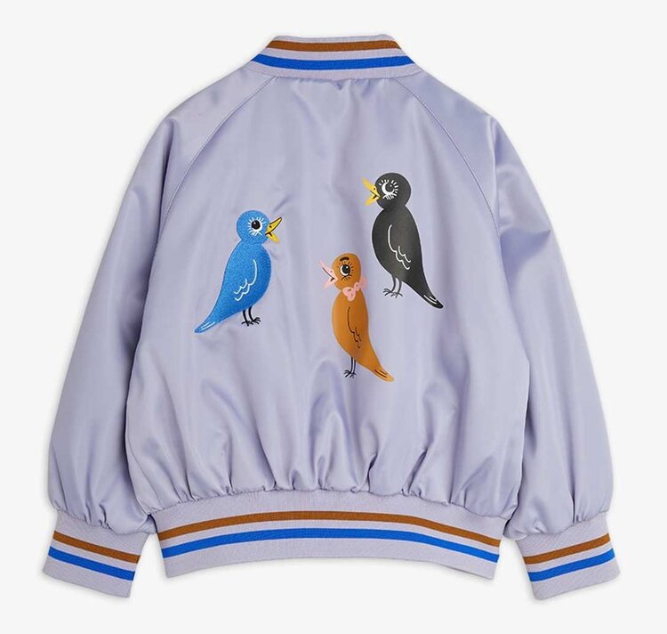 Mini Rodini Birds sp Lightweight Baseball Jacket - Purple