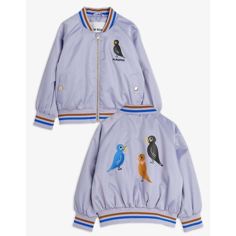 Mini Rodini Birds sp Lightweight Baseball Jacket - Purple