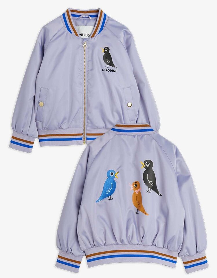 Mini Rodini Birds sp Lightweight Baseball Jacket - Purple