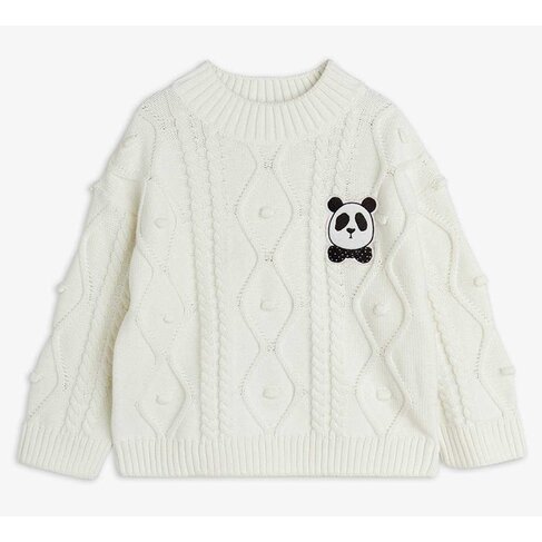 Mini Rodini Panda Texture Knit Sweater - Offwhite
