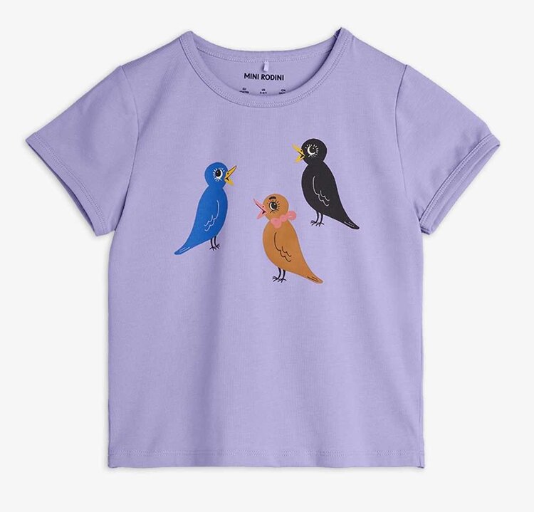Mini Rodini Birds sp ss tee - Purple