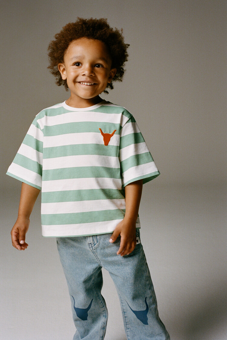 ALIX Knitted striped t-shirt - soft jade