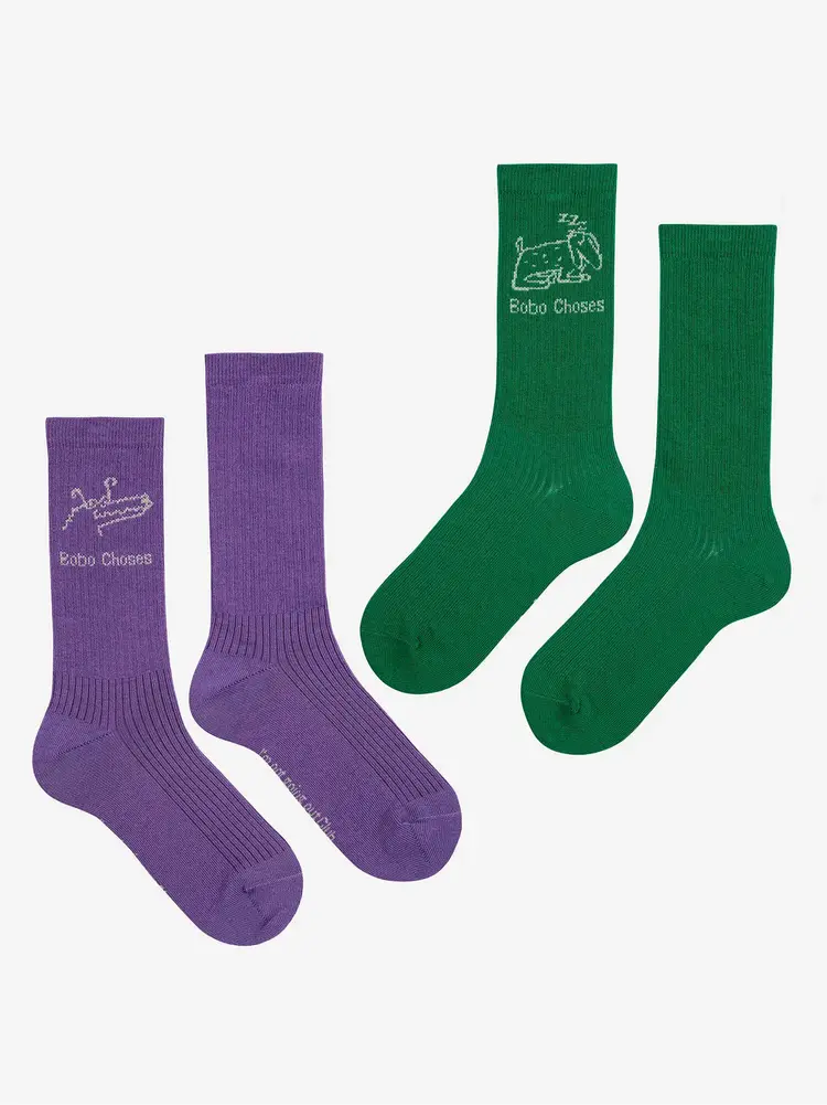 Bobo Choses Lady Dog & Reading Crocodile long socks pack