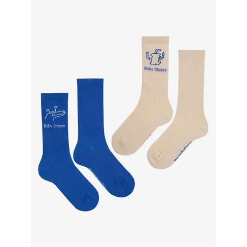 Bobo Choses Happy Worm & Reading crocodile long socks pack
