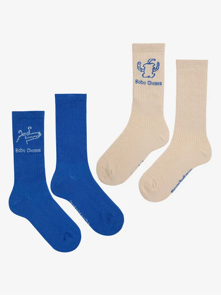 Bobo Choses Happy Worm & Reading crocodile long socks pack