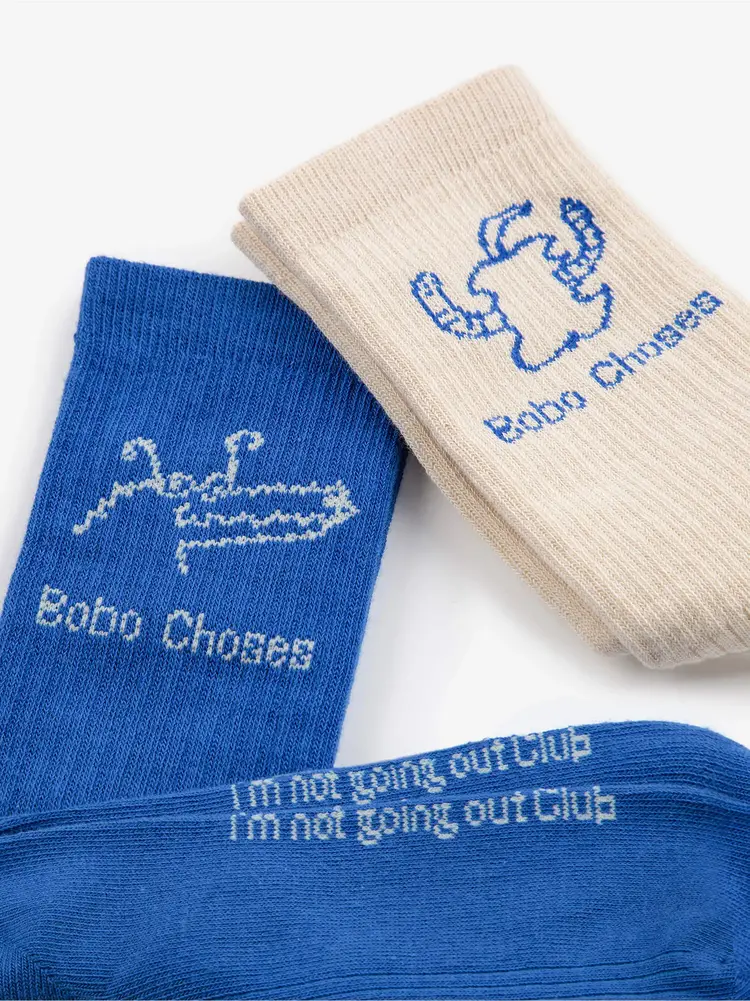 Bobo Choses Happy Worm & Reading crocodile long socks pack