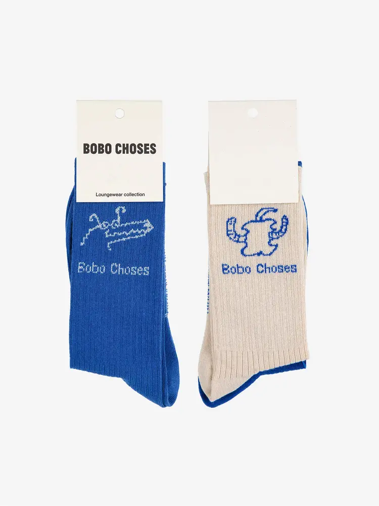Bobo Choses Happy Worm & Reading crocodile long socks pack