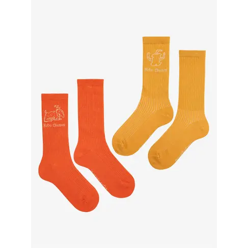 Bobo Choses Happy Worm & Lazy Dog long socks pack