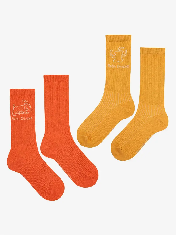 Bobo Choses Happy Worm & Lazy Dog long socks pack