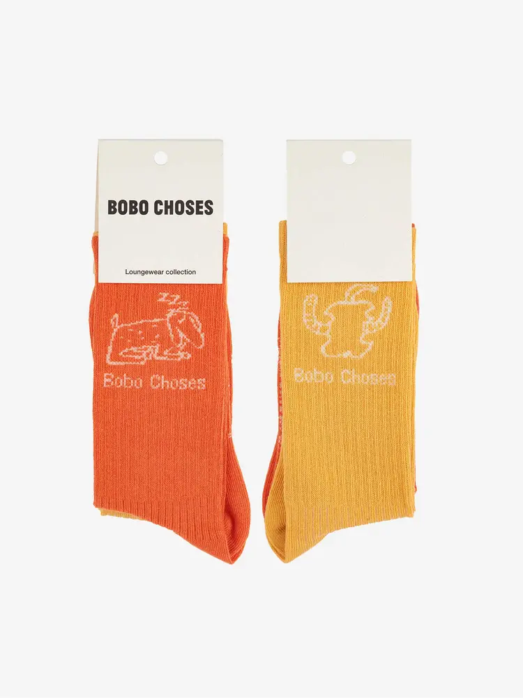 Bobo Choses Happy Worm & Lazy Dog long socks pack