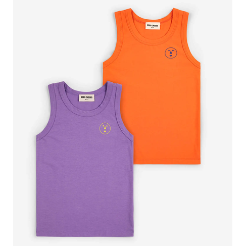 Bobo Choses Have Fun Face Tank Top Set Orange/Purple