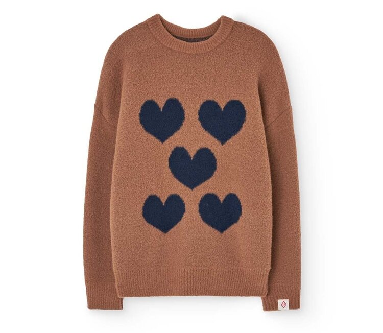 The Animal Observatory Bull Sweater - Brown hearts