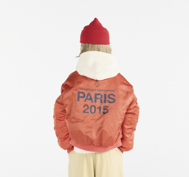 The Animal Observatory Panda Bomber Jacket - Fig Red