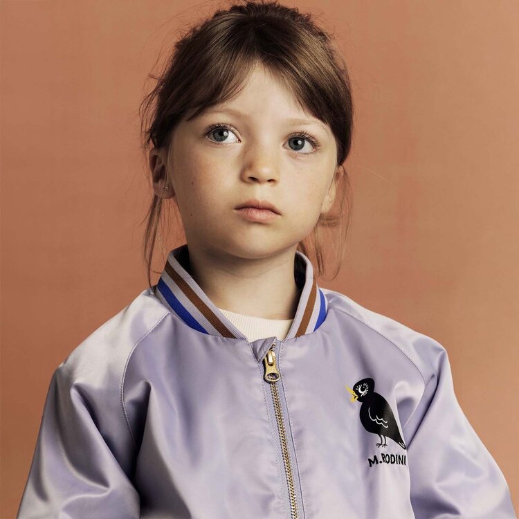 Mini Rodini Birds sp Lightweight Baseball Jacket - Purple