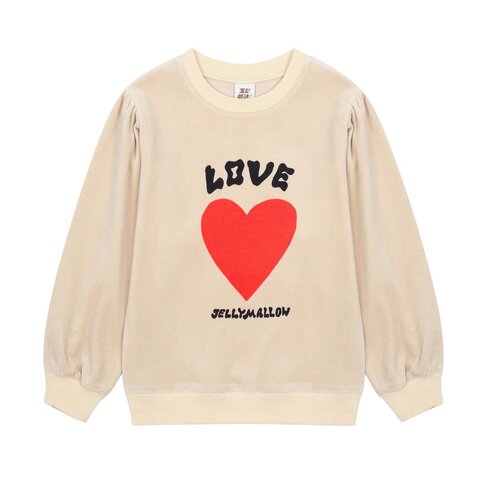 Jelly Mallow Heart Shirring Velour Sweatshirt
