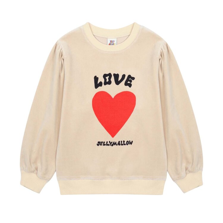 Jelly Mallow Heart Shirring Velour Sweatshirt