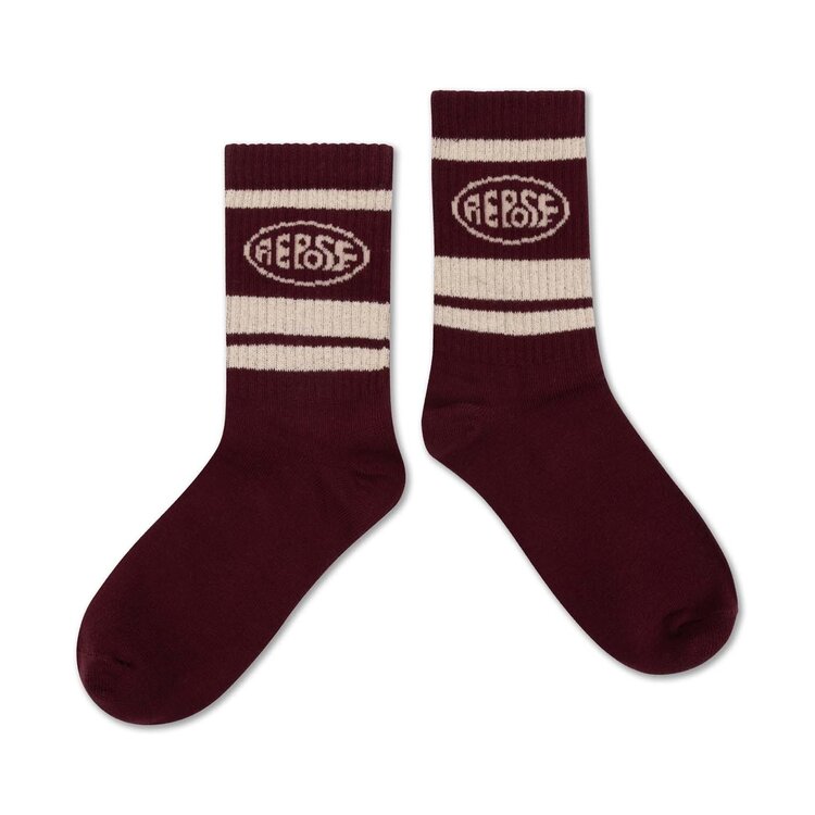 REPOSE AMS Sporty Socks - Royal Burgundy Logo