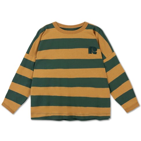 REPOSE AMS Wide Cut Long Sleeve - Gold Country Green Block Stripe