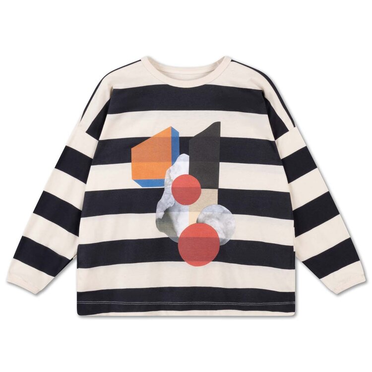 REPOSE AMS Wide Cut Long Sleeve - Graphite Night Block Stripe