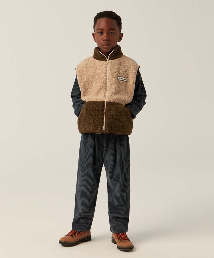 The Campamento Green and Ecru Teddy Vest