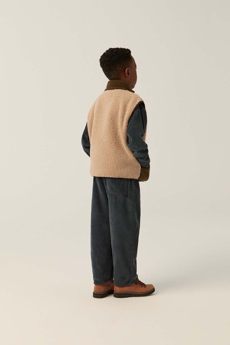 The Campamento Green and Ecru Teddy Vest