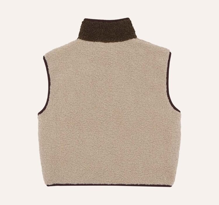 The Campamento Green and Ecru Teddy Vest