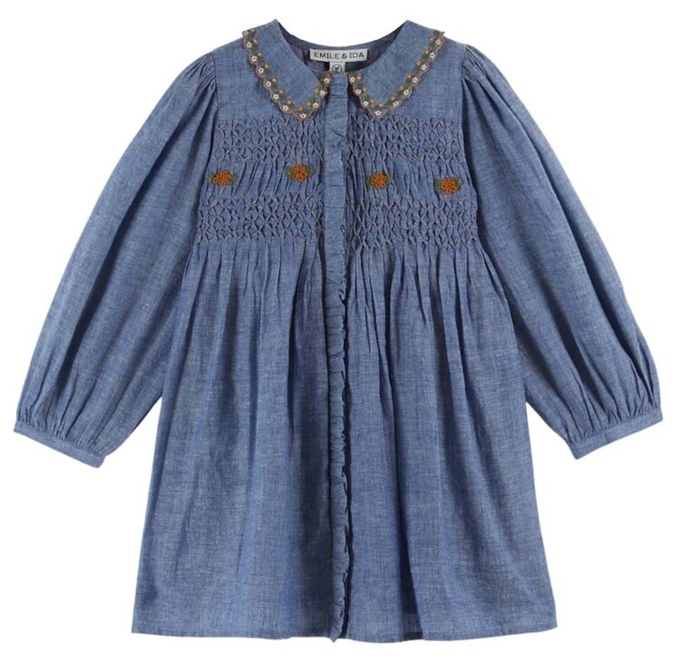 Emile et Ida Robe Smockee - Chambray