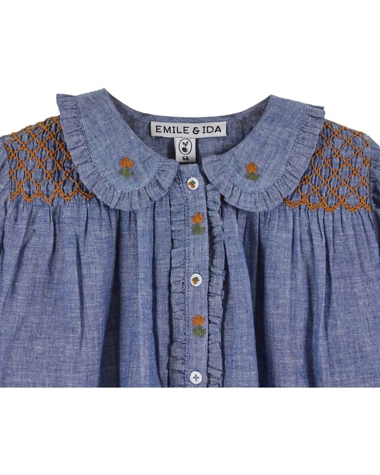 Emile et Ida Blouse Smockee - Chambray