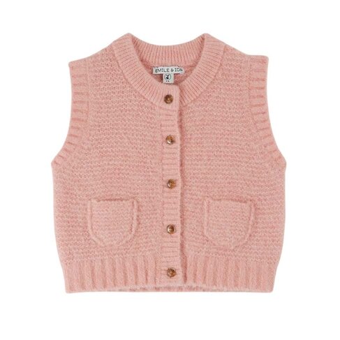 Emile et Ida Cardigan Without Sleeves - Rose