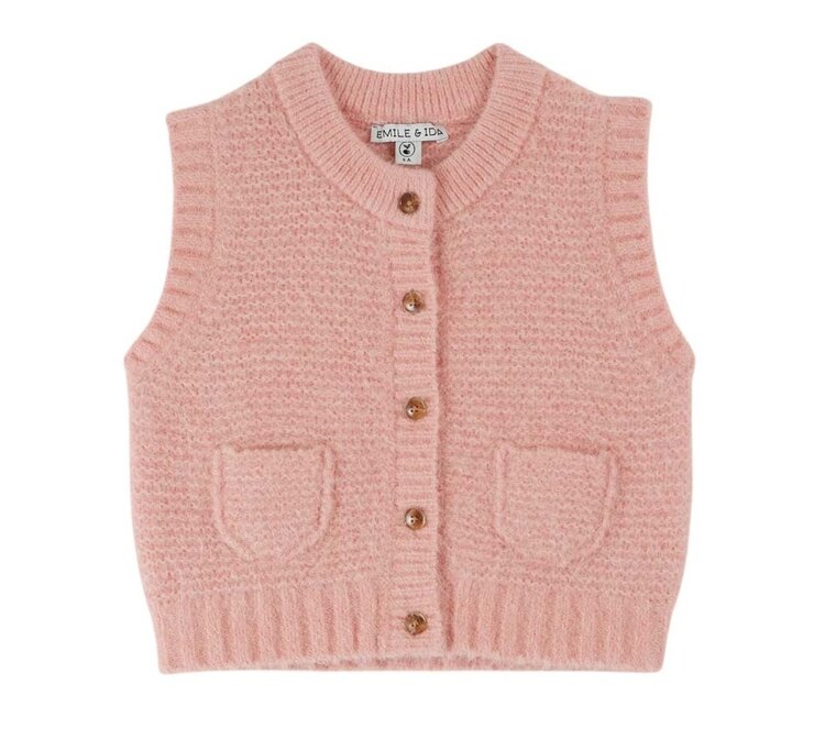 Emile et Ida Cardigan Sans Manches - Rose