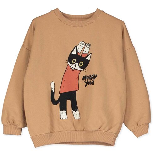 Lotiekids Sweatshirt Yogi Cat - Toasted