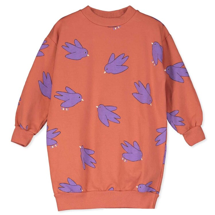 Lotiekids  Long Sweatdress Flowing Birds - Clay