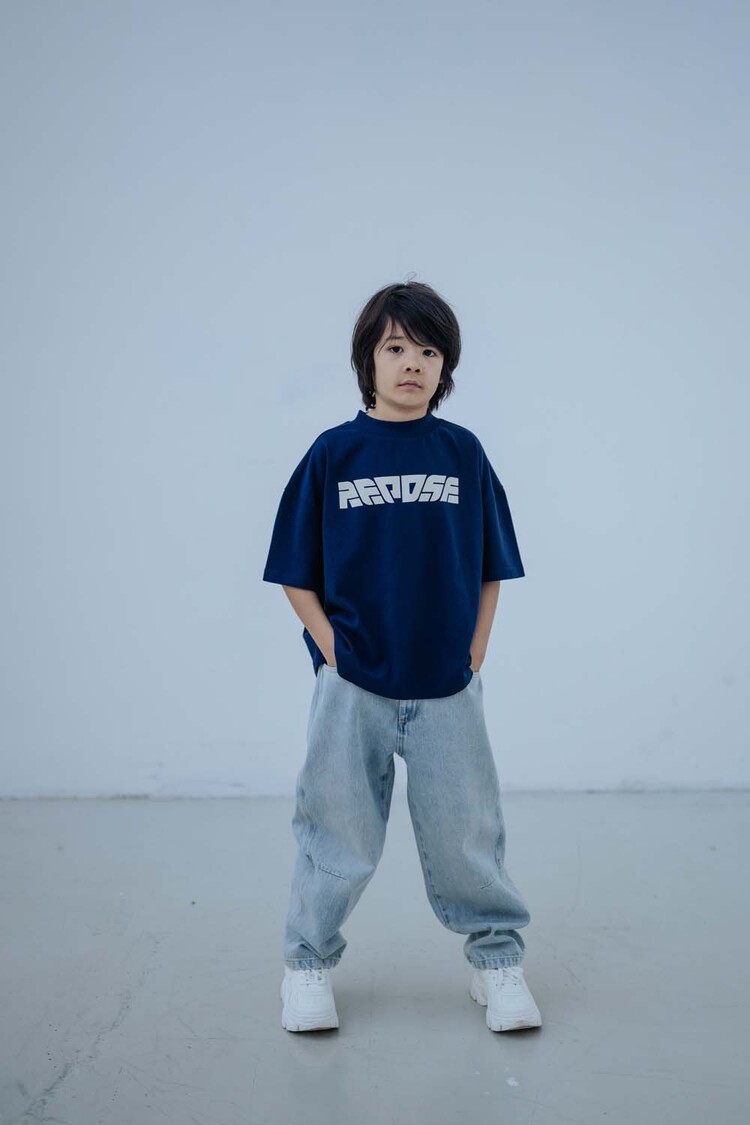 REPOSE AMS Boxy Tee Shirt - Cosmic Navy