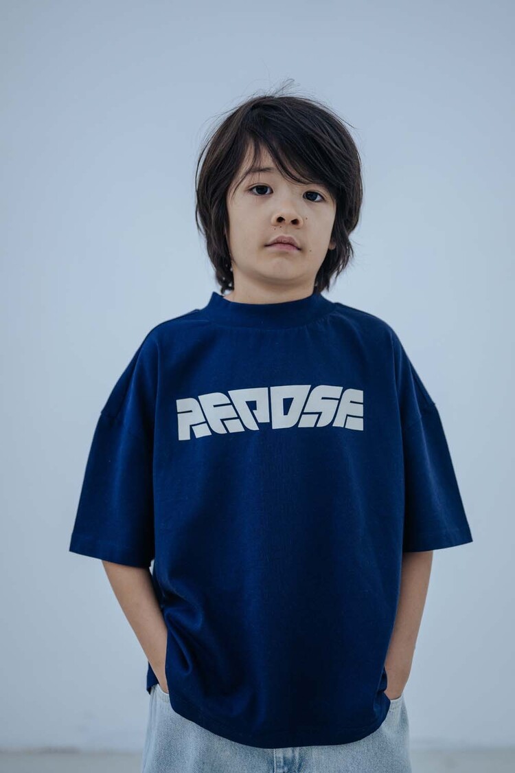 REPOSE AMS Boxy Tee Shirt - Cosmic Navy