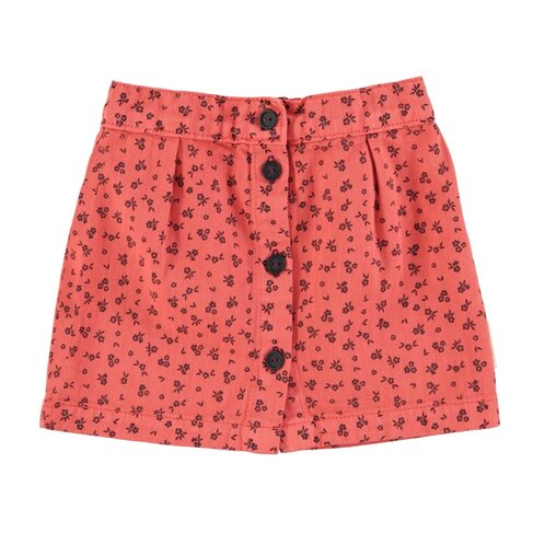 Piupiuchick Short skirt | Raspberry w/ black flowers