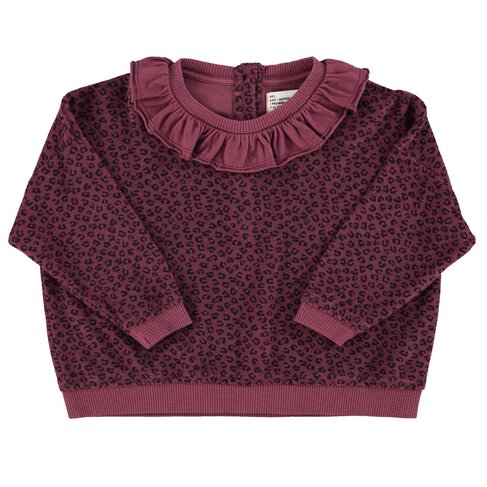 Piupiuchick Terry cotton sweatshirt | Eggplant w/ animal print