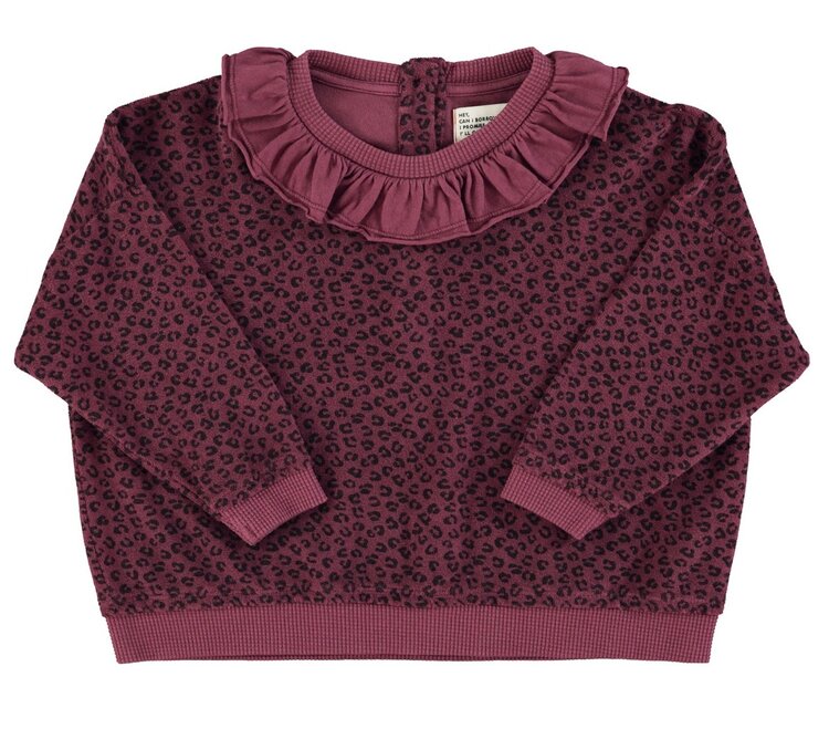 Piupiuchick Terry cotton sweatshirt | Eggplant w/ animal print