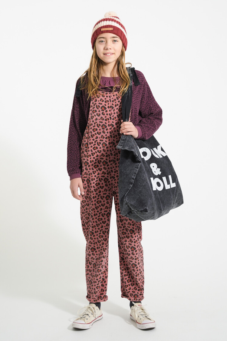 Piupiuchick Terry cotton sweatshirt | Aubergine w/ animal print