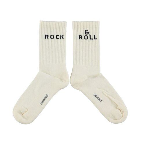 Piupiuchick Socks | Ecru w/ "rock & roll"