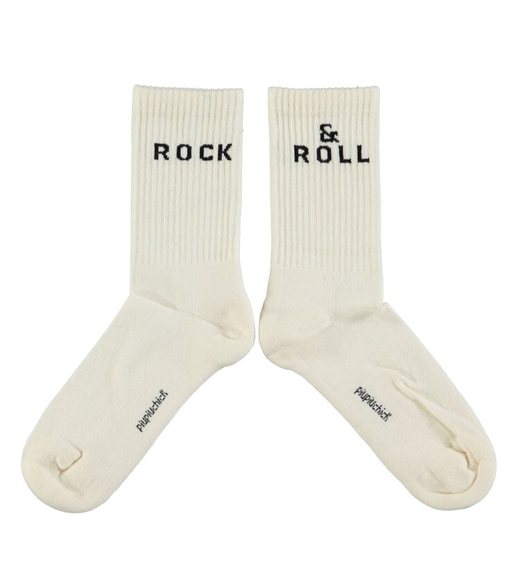 Piupiuchick Socks | Ecru w/ "rock & roll"
