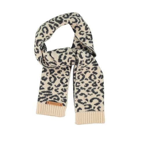 Piupiuchick Knitted scarf | Light pink w/ animal print