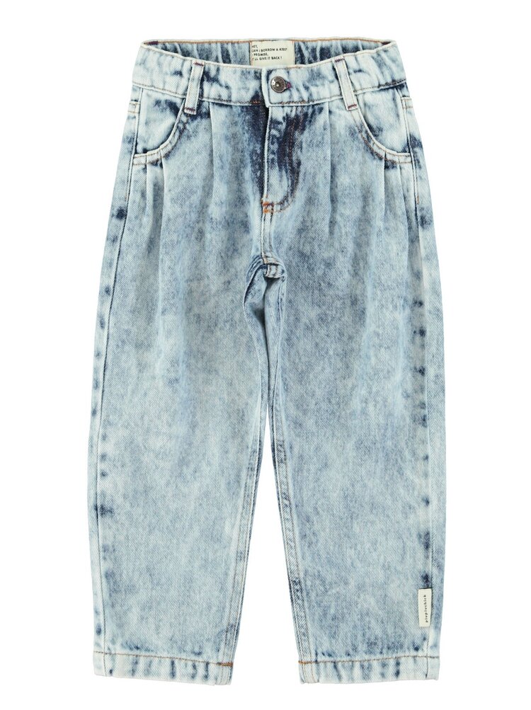 Piupiuchick Mom fit trousers | Washed blue denim
