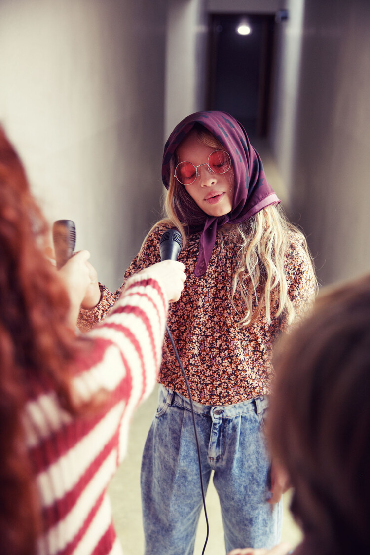 Piupiuchick Mom fit trousers | Washed blue denim